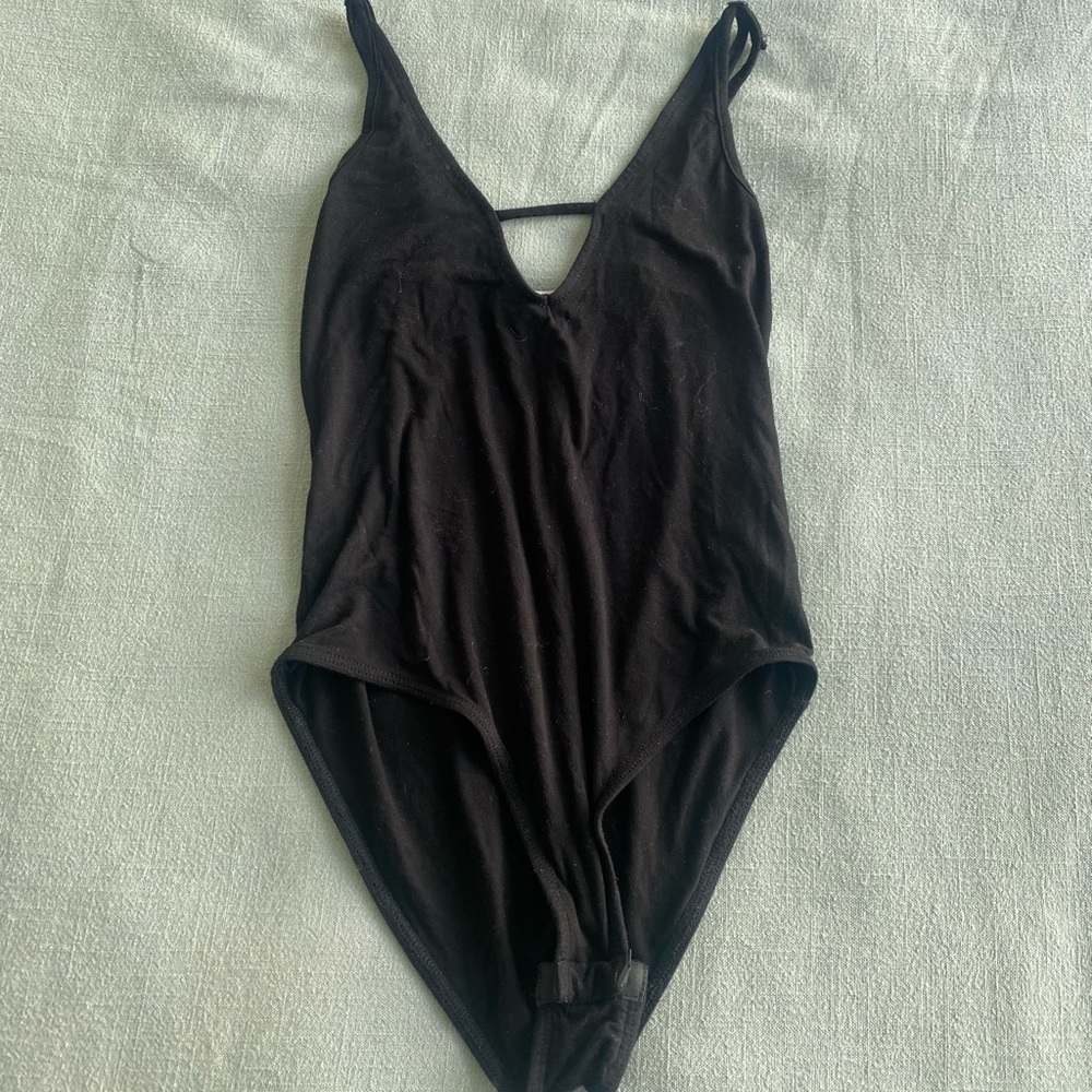 Nordstrom black Bodysuit with deep v cut detailing